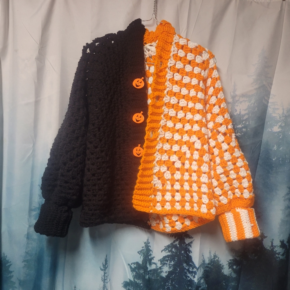 Handmade Halloween Cropped Crochet Cardigan